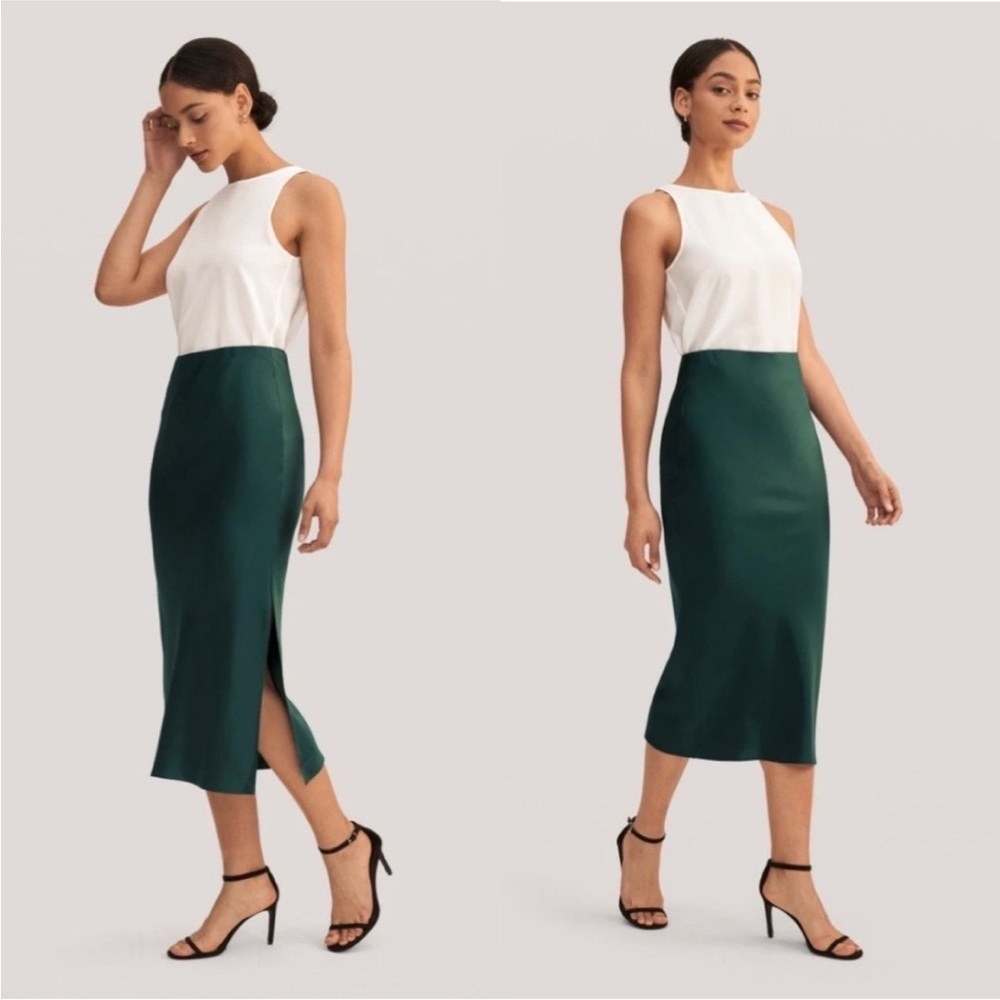 Lilysilk NWT 100% Mulberry Silk Maxi Skirt Green Size 28 US 6-8